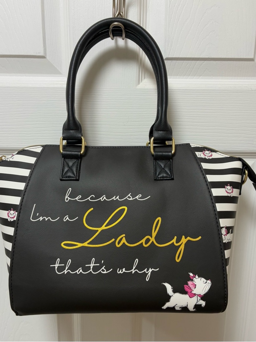 NWOT! Disney Loungefly Aristocats Marie "Because I'm a Lady" Striped Satchel - Picture 11 of 15